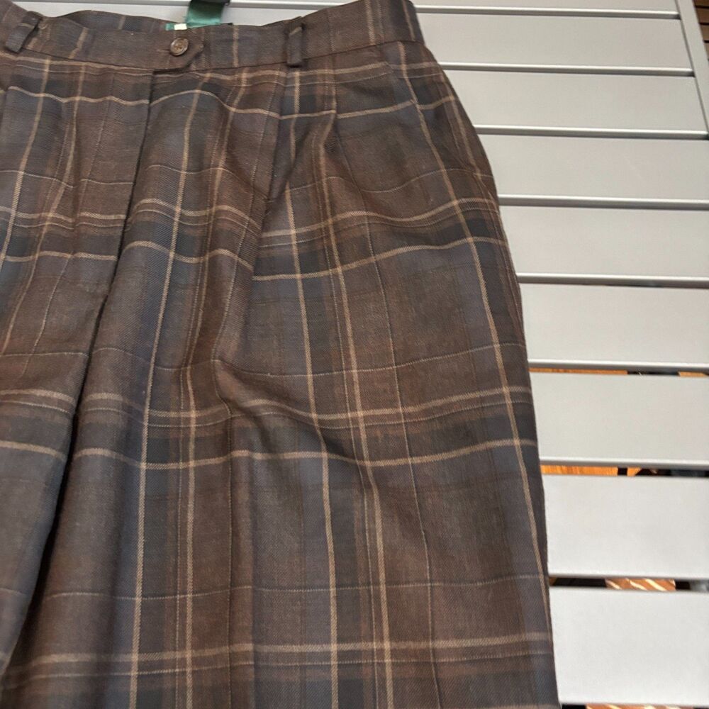 Lauren Ralph Lauren 2 Piece Shirt & Pants Womens M/8 Brown Plaid Wool Button Up - Picture 12 of 16